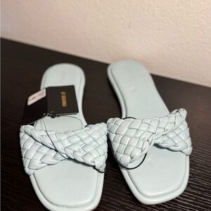 Forever 21 Blue Sandals with Wide Strap and Foam Sole